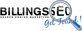 Billings SEO logo: the words "Billings SEO Search Engine Marketing" in black with a magnifying glass and the line "Get Found!" in blue