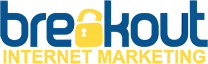 Breakout Internet Marketing logo: the word "breakout" in blue with a yellow padlock for the letter A, above "Internet Marketing" in yellow capitals