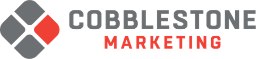 Cobblestone Marketing logo: a grey and red rounded-square icon beside the words "Cobblestone Marketing" in grey and red capitals