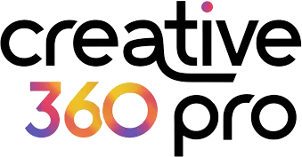 Creative 360 Pro logo: the words "creative 360 pro" in black and multicoloured rounded type