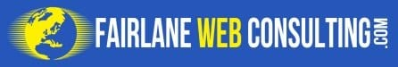 Fairlane Web Consulting logo: the words "Fairlane Web Consulting.com" in white on a blue band beside a yellow and blue globe