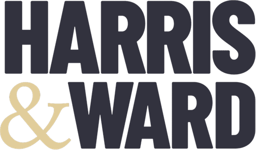 Harris & Ward logo: the words "HARRIS & WARD" in dark navy capitals with a gold ampersand