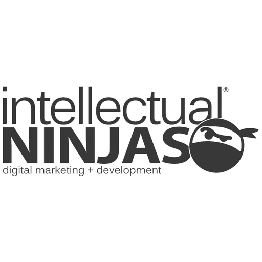 Intellectual Ninjas logo: the words "intellectual ninjas" in dark grey with a ninja face over the final letter and the line "digital marketing + development"