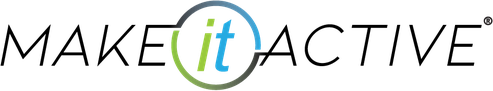 Make It Active logo: the words "MAKE it ACTIVE" in thin black capitals with a blue circle around the word "it"