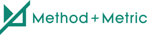 Method and Metric logo: a teal geometric square mark beside the words "Method + Metric" in teal