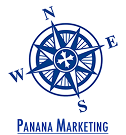 Panana Marketing logo: a blue compass rose with the letters N, E, S and W above the words "Panana Marketing"