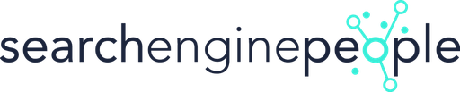 Search Engine People logo: the words "searchenginepeople" in dark blue lowercase with a teal network-node graphic over the "o"