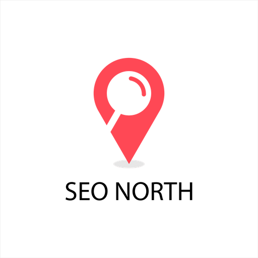 SEO North logo: a red map-pin icon above the words "SEO NORTH" in black capitals